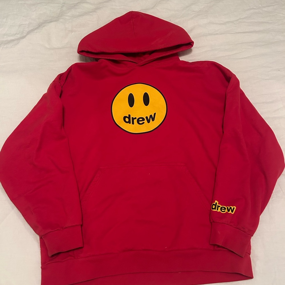 Drew Red Hoodie with Yellow Smiley
